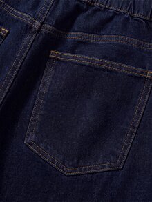 SHEIN MOD Plus Size Women's Loose Wide Leg Casual Denim Jeans With Pockets - Dark Wash - View 4