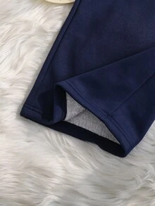 SHEIN Teen Girls Curved Leg Loose Gray Sweatpants, Casual Fashion All-Match Versatile Sports Long Pants, Suitable For Dancing, School, Sports - Blue - View 7