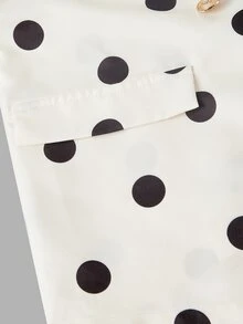SHEIN MOD 女款黑白波點V領上衣與迷你裙套裝，通勤、下午茶、約會之夜、餐廳、生日、優雅法式萬聖節秋季套裝 - 黑與白 - 查看 9