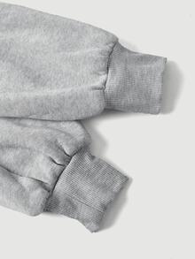 SHEIN MOD Women's Casual Fur Collar Hooded Sweatshirt, Autumn/Winter - Grey - View 8