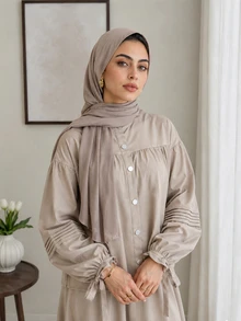 Solavon Women's Shirt And Skirt Arabic Costume Set - Grey - View 9