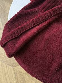 SHEIN 青少年女孩簡約秋冬舒適保暖加厚紅色居家服 - 紅色 - 查看 5