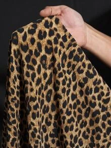 SHEIN CURVE+ Plus Size Women's V-Neck Leopard Print Casual Party Dress Fall - Multicolor - View 9
