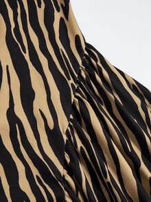 Poshavie Poshavie Plus Size Women's Classic Leopard Print Dress, Fashionable Ruched Patchwork Design, Elastic Fabric With Inclusive Fit, Waist-Flattering, Black Autumn - Multicolor - View 8