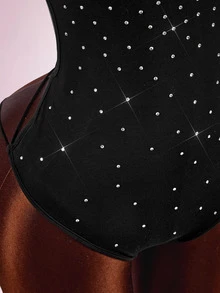 Amplova Women's Rhinestone Embellished Casual Bandage Goth Sexy Daily Wear Camisole Camisole Halloween Club Night Black And White Polka Dot Summer - Black - View 7