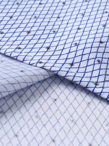 Manfinity Homme Men's Plus Size Business Casual Long Sleeve Shirt - Blue and White - View 5