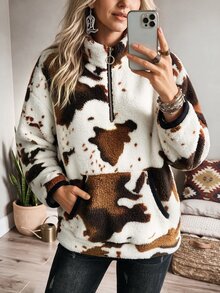 Wildy Sweatshirt Wanita Gaya Barat Kasual BOHO Motif Pengembara Pedesaan Musim Gugur/Dingin Pakaian Dasar Sehari-hari untuk Jalan-jalan dan Berpergian - MultiWarna - View 7