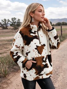Wildy Sweatshirt Wanita Gaya Barat Kasual BOHO Motif Pengembara Pedesaan Musim Gugur/Dingin Pakaian Dasar Sehari-hari untuk Jalan-jalan dan Berpergian - MultiWarna - View 6