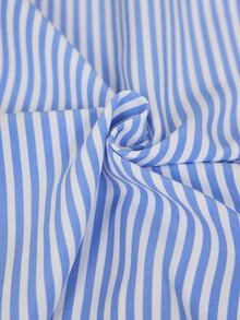 SHEIN Swim 女士夏季泳衣成熟条纹单排扣无袖衬衫式和服罩衫，适合海滩度假 - 藍色 - 查看 7