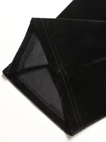 SHEIN 青少年女孩/小女孩秋冬休閒街頭風針織天鵝絨連帽收腰水鑽後背夾克與長褲套裝，日常出遊、返校穿著，黑色夾克套裝 - 黑色 - 查看 9