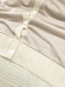Resyla Women's Round Neck Long Sleeve Knitted Sweater Regular Cardigan, Autumn/Winter - Apricot - View 4