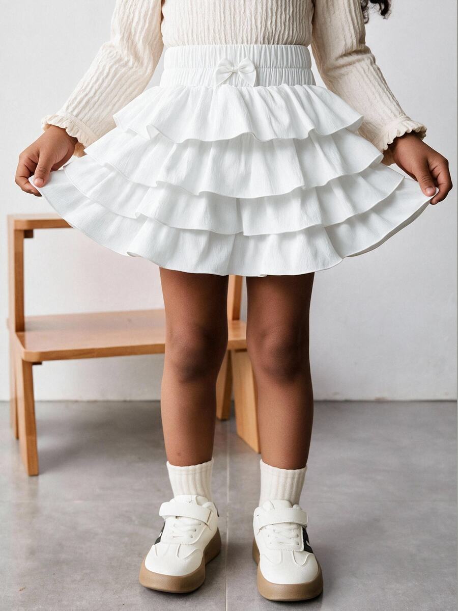 Maija Kids Maija Kids Tween Girls Casual Fashion Solid Color Skirt Shorts - White - View 1