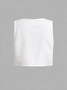 SHEIN 小男孩3件套西裝：卡其色背心、鬆緊腰長褲、領結與長袖襯衫，紳士風，適合春夏/秋冬兒童 - 白色 - 查看 3