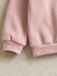 SHEIN 1set Infant Girls And Boys Solid Color Zipper Stand Collar Fleece Sweatshirt & Wide Leg Sweatpants Set, Autumn/Winter Outfit For Toddlers, Outwear - Multicolor - View 5