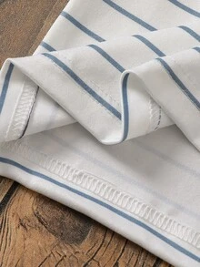 SHEIN Genkimix Kids 3 Packs Kids 4-8Y Casual Striped & Denim Patchwork Long Sleeve T-Shirt Set - Blue and White - View 7