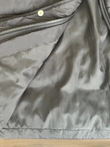 SHEIN 青少年女孩長版連帽外套，可拆卸絎縫毛領，適合秋冬戶外街頭穿著，保守寬鬆校園社團風，黑色 - 黑色 - 查看 10