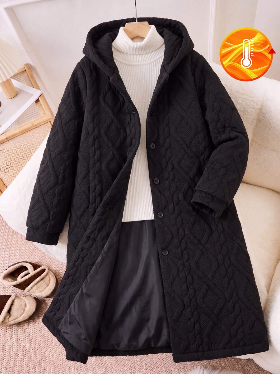 Tween Girl Long Sleeve Fleece Casual Modest Baggy Solid Color Fluffy Hooded Coat, Winter Fall, Holiday School Formal Black