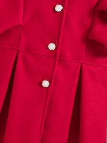 SHEIN 1pc Girls' Red Winter Cute Birthday Wool Coat, Fleece, Fall Clothes, Fall,New Year Valentine's Day Ruffled Button-Up Hooded Long-Sleeve Mid-Length... - Red - View 7