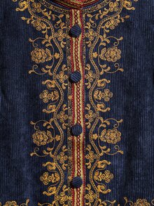 Easelle Chaqueta regular con cuello alto holgada, estilo palacio bordado nómada vintage para mujeres - Azul - Ver 4