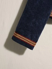 Easelle Chaqueta regular con cuello alto holgada, estilo palacio bordado nómada vintage para mujeres - Azul - Ver 5