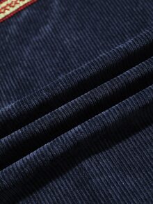 Easelle Chaqueta regular con cuello alto holgada, estilo palacio bordado nómada vintage para mujeres - Azul - Ver 6