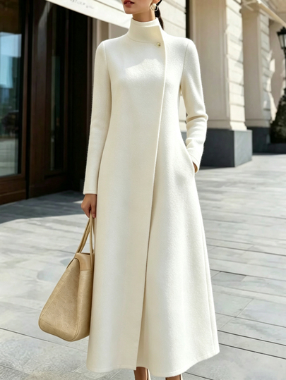 Balvessa Capospalla da donna con colletto alto, taglio dritto lungo, stile minimalista ed elegante