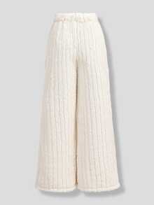 Maija Kids Maija Kids Tween Girls Autumn/Winter White Textured Double-Sided Thermal Lined Thick Versatile Long Pants - White - View 2