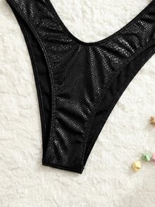 SHEIN Swim 2026SS Black Snake Skin Foil Print Elegant Bandage Cute ...