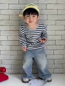 DAZY Baby Boy Elastic Waist Design Fashion Loose Fit Denim Jeans - Light Wash - View 3