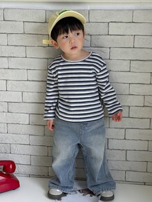 DAZY Baby Boy Elastic Waist Design Fashion Loose Fit Denim Jeans - Light Wash - View 2