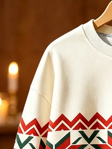 Manfinity Homme Áo nỉ nam cổ tròn họa tiết hình học mùa Thu/Đông - Nhiều màu - Xem 4