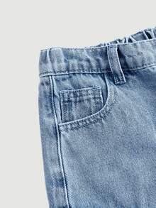 Maija Kids Maija Kids Tween Girl Y2K Spring Summer Flap Pocket Side Baggy Straight Leg Denim Shorts, Tween Girl Summer Concert - Light Wash - View 7