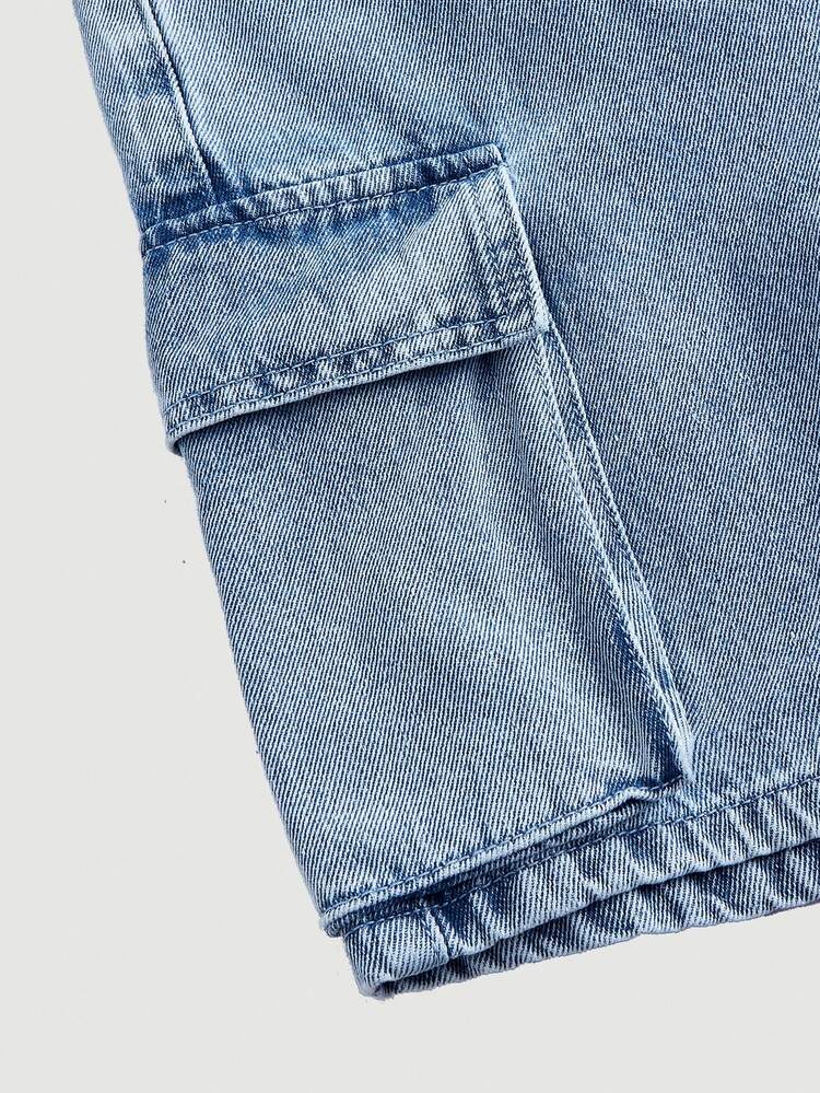 Maija Kids Maija Kids Tween Girl Y2K Spring Summer Flap Pocket Side Baggy Straight Leg Denim Shorts, Tween Girl Summer Concert - Light Wash - View 6