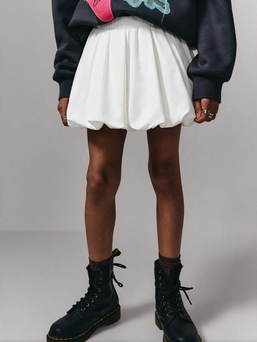 Maija Kids Maija Kids Tween Girl Casual Versatile Fashion Bubble Skirt With Built-In Shorts, Princess Style - White - View 1