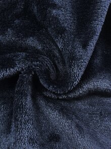 SHEIN Kids Kids Kids Kids Newborn Thick Fleece Contrast Trim Open Front Embroidered Pocket Double-Sided Plush Fabric Suitable For Winter Autumn - Royal Blue - View 8