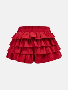 Maija Kids Maija Kids Tween Girl Casual Solid Color Skirt Shorts, Tween Girl - Red - View 3
