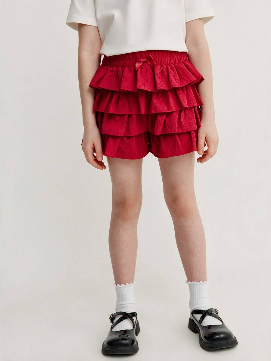 Maija Kids Maija Kids Tween Girl Casual Solid Color Skirt Shorts, Tween Girl - Red - View 1
