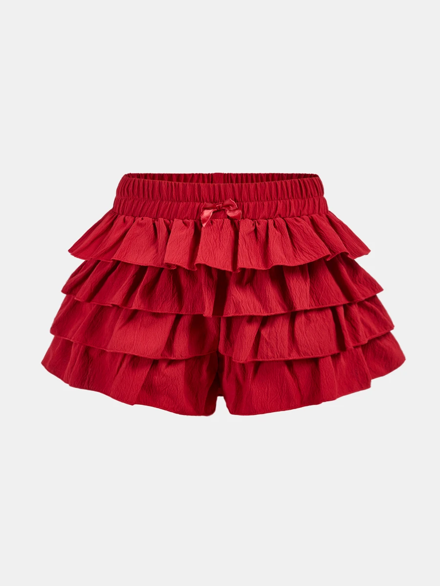 Maija Kids Maija Kids Tween Girl Casual Solid Color Skirt Shorts, Tween Girl - Red - View 1