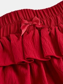 Maija Kids Maija Kids Tween Girl Casual Solid Color Skirt Shorts, Tween Girl - Red - View 4