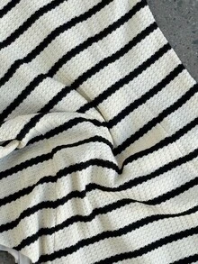 Lavishia Camisa informal de mujer sin mangas con botones y rayas, para verano - Blanco y Negro - Ver 8