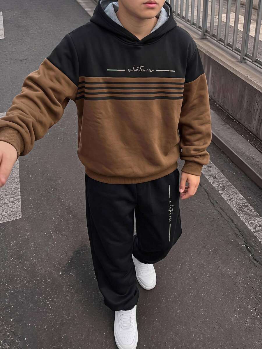 Teen Boys Casual Comfortable Long Sleeve Hoodie And Pants - Multicolor - View 1