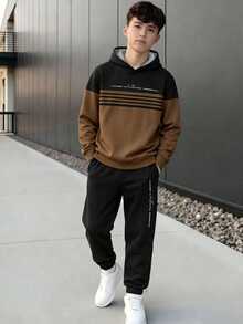 Teen Boys Casual Comfortable Long Sleeve Hoodie And Pants - Multicolor - View 4