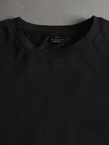 SUMWON Oversized Crew Neck Short Sleeve T-Shirt With Bold Graffiti Logo Back Print Street Style Casual Tee - Black - View 2