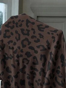 SHEIN EZwear Leopard Print Casual Plus Size Women's Zip-Up Square Neck Tank Top And Leggings Set - Coffee Brown - View 5