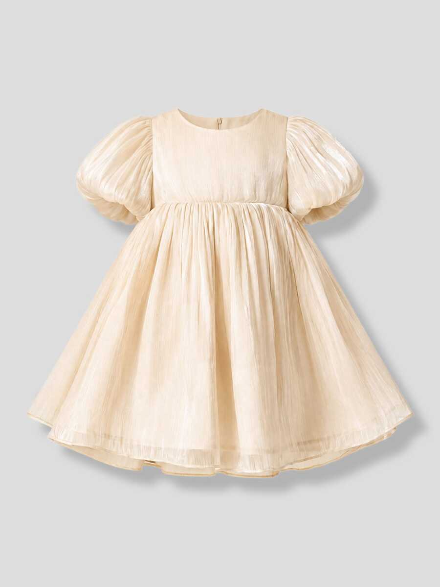 Maija Kids Maija Kids Young Girls' Elegant Pink Bow Decor Party Dress, Spring/Summer - Apricot - View 1
