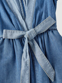 Balvessa Women's Denim Lace-Up Loose Wide Leg Jumpsuit - Blue - View 8