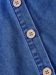 Breezaya Women's Three-Quarter Sleeve Round Neck Button Front Denim Top - Blue - View 6