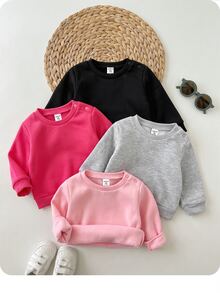 SHEIN 4件組新生兒可愛百搭純色長袖衛衣套裝，秋冬款 - 彩色 - 查看 4