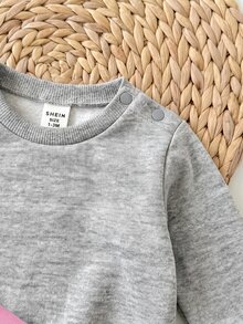 SHEIN 4件組新生兒可愛百搭純色長袖衛衣套裝，秋冬款 - 彩色 - 查看 7