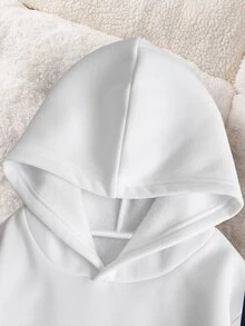 SHEIN 青少年女孩休閒運動可愛Y2K抓絨內裡寬鬆連帽衛衣運動褲2件套，仿亮片水鑽裝飾，秋冬套裝，紫色 - 彩色 - 查看 5